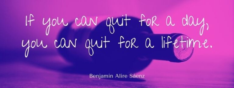 If you can quit for a day, you can quit for a lifetime. Quotes to quit alcohol