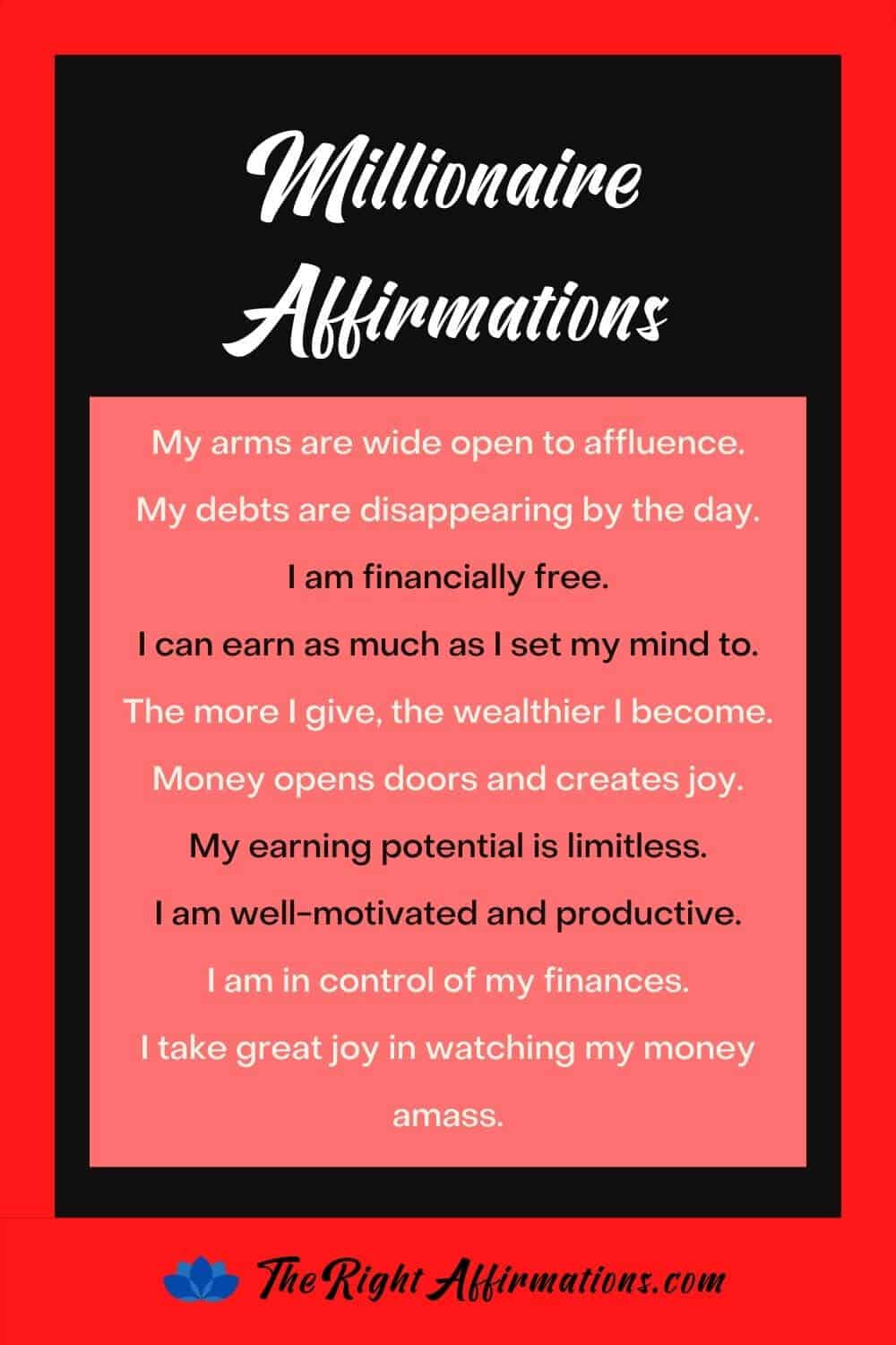 becoming a millionaire affirmations pinterest