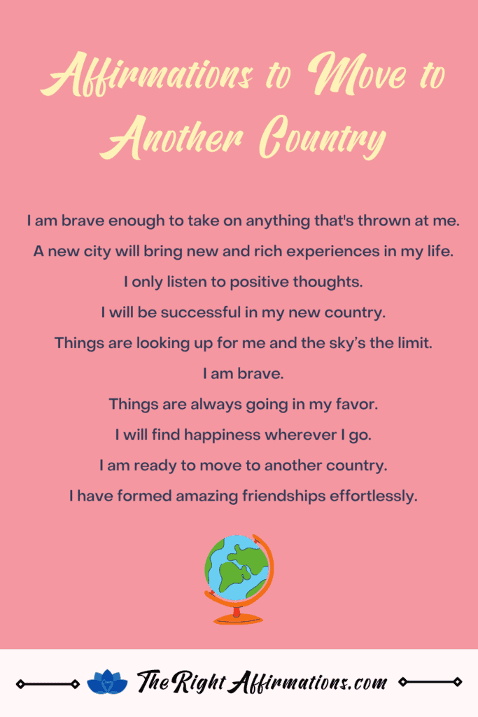 Affirmations to Move to Another Country pinterest