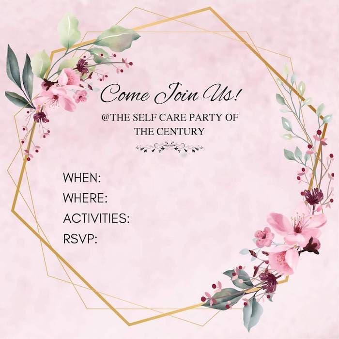 self care party invitation card sample